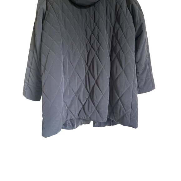 Croft & Barrow 1X Gray Quilted Faux Fur Trim Coat Hood Zip Pockets Soft Warm Coz - Picture 7 of 12